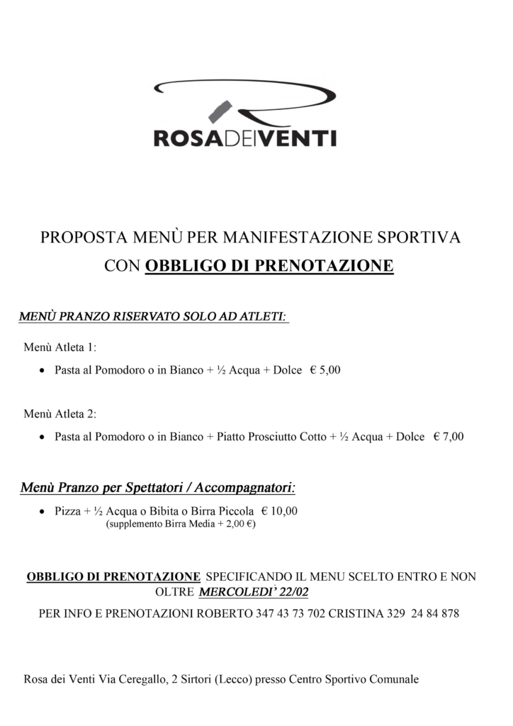 Menù Torneo